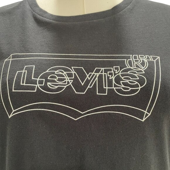 Levis Black Glitter Logo Graphic T Shirt Womens XL Casual Streetwear Y2K Retro - Picture 6 of 7